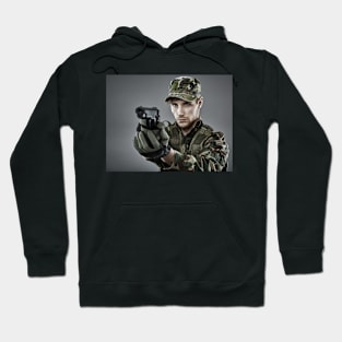 Military guy shooting Hoodie